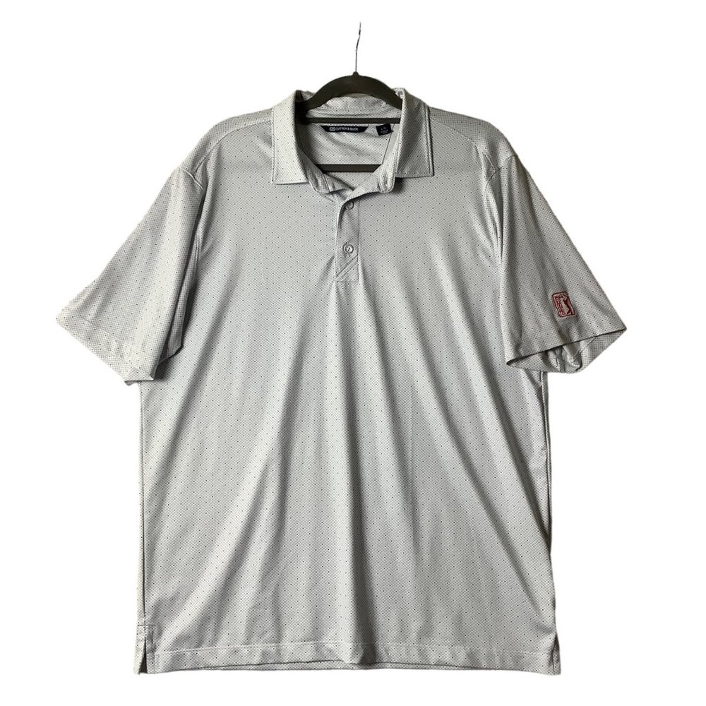 Cutter & Buck PGA Tour Double Dot Print Stretch Polo Shirt Men Large Short Sleev